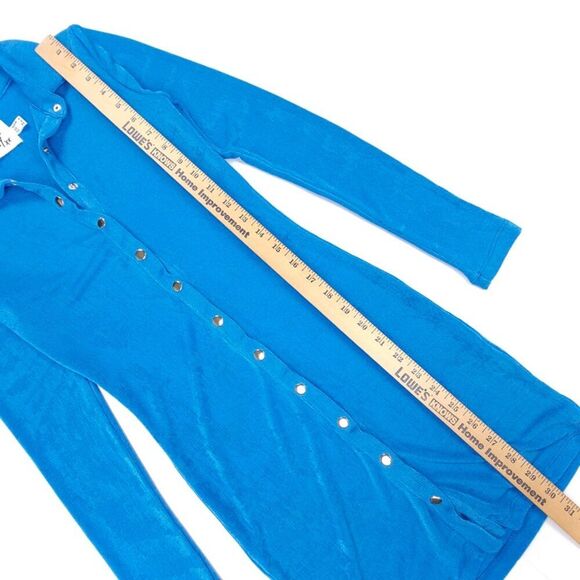 NEW Princess Polly Elody 90s Long Sleeve Knit Button Down Mini Dress Blue 2 y2k - Picture 3 of 6